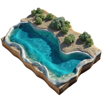 vibrant classic Ocean Shoreline Cutout Aerial View Turquoise Water Isolated authentic png