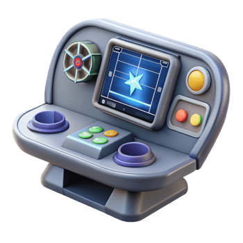 splendid celebrated Spaceship navigation console with holographic star chart and controls with Transparent Background png
