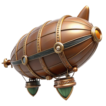 signature renaissance Steampunk dirigible miniature model with intricate details with Transparent Background sharp png