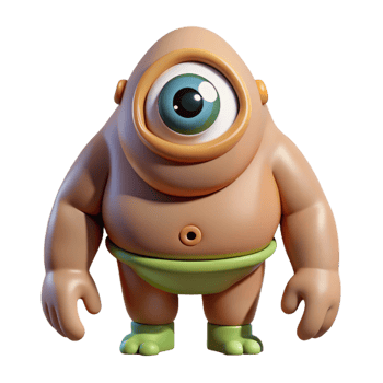 impressive abstract Cyclops, one-eyed giant, with Transparent Background elite png