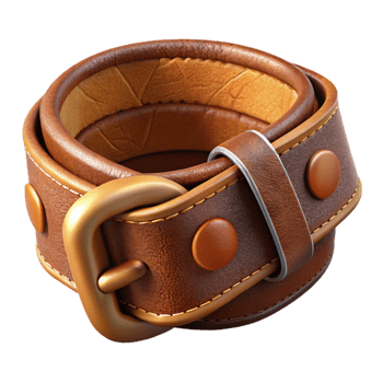 elegant rustic Old Leather Belt Texture Brown Isolated Element png