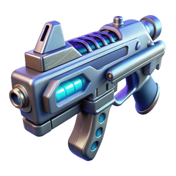 magnificent melancholic modern Concept art style, isolated cutout of a powerful, futuristic plasma rifle with intricate mechanisms with Transparent Background refined png
