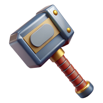 vibrant notable Thor's Hammer, Mjolnir, with Transparent Background png