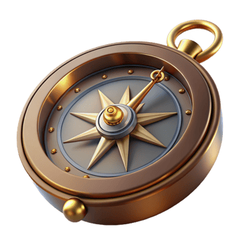 captivating dynamic traditional Steampunk compass with a rotating bezel and intricate markings with Transparent Background museum quality png