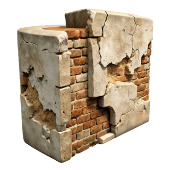 impressive abstract Old Wall Section Texture Isolated with Crumbling Plaster exclusive png