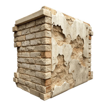 elegant vintage Old Wall Section Texture Isolated with Crumbling Plaster detailed png