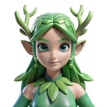 intense gorgeous Nymph, nature spirit, with Transparent Background high quality png