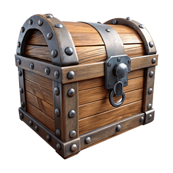 extraordinary rustic Old Wooden Chest Cutout with Metal Hinges and Lock exclusive png