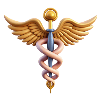 energetic radiant Caduceus, Hermes' staff, symbol of medicine, with Transparent Background professional png