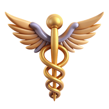 dramatic distinguished Caduceus, Hermes' staff, with Transparent Background png