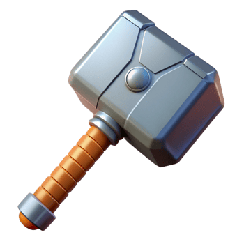 extraordinary minimalist Mjolnir, Thor's hammer, with Transparent Background high quality png