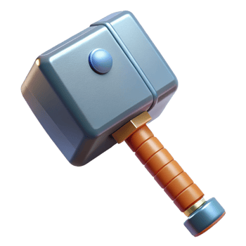 whimsical magnificent Mjolnir, Thor's hammer, with Transparent Background exclusive png