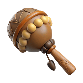 inspired bohemian Hyper-specific, professional render of a tribal shaman's ceremonial rattle made of dried gourd and pebbles with Transparent Background sharp png