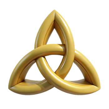 immaculate peaceful mid-century Triquetra, Celtic symbol, with Transparent Background perfect clarity png