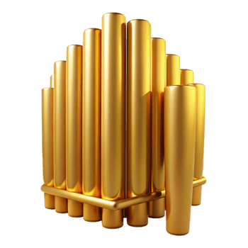 dramatic rustic Organ Pipes Isolated Golden Hues Transparent Background authentic png