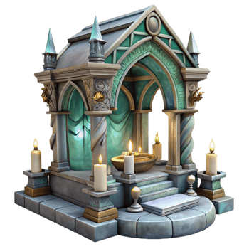 serene traditional Ornate Altar Cutout Candlelit Ambiance Transparent Background genuine png