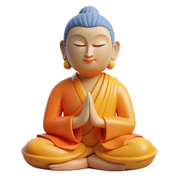 whimsical serene Buddha statue, meditating, with Transparent Background masterfully captured png
