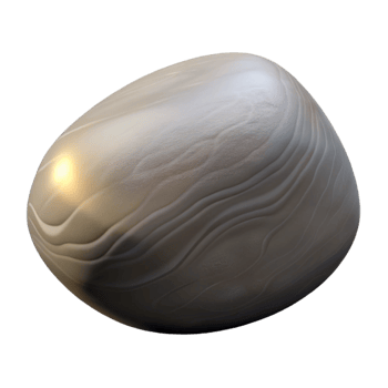 romantic hypnotic Professional render, photorealistic, ultra-detailed image of a single, smooth river stone with natural color variations Isolated cutout with Transparent Background precision png