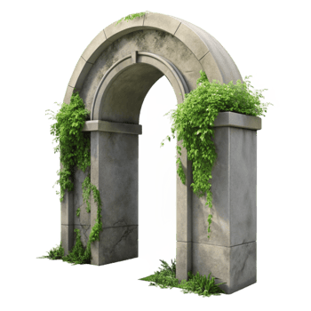 beautiful classic Overgrown Concrete Archway Transparent Background genuine png
