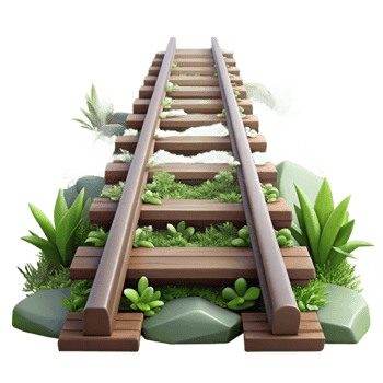 wonderful artistic Overgrown Railroad Tracks Isolated Element exclusive png