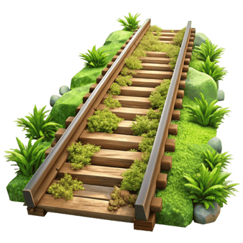 impressive artistic Overgrown Railroad Tracks Isolated Element high resolution png