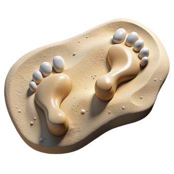 serene traditional Overlapping Footprints Sandy Beach Transparent Design Element detailed png