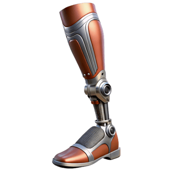 wonderful passionate modern Ultra-detailed, photorealistic isolated cutout of a single, advanced cybernetic leg prosthesis with realistic skin texture with Transparent Background high quality png
