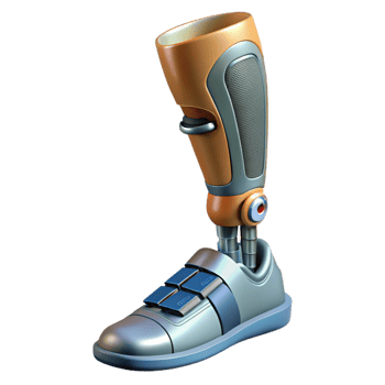 impressive gothic Ultra-detailed, photorealistic isolated cutout of a single, advanced cybernetic leg prosthesis with realistic skin texture with Transparent Background masterfully captured png