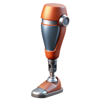 energetic glorious Ultra-detailed, photorealistic isolated cutout of a single, advanced cybernetic leg prosthesis with realistic skin texture with Transparent Background high quality png