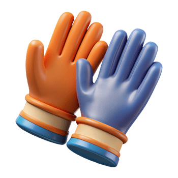 playful extraordinary Pair of work gloves with Transparent Background museum quality png