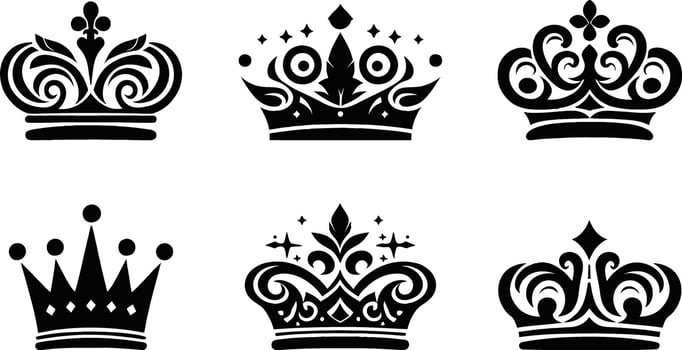 crown silhouette set vector
