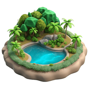 vibrant artistic Panoramic Lake View Isolated with Wide Angle Perspective exclusive png