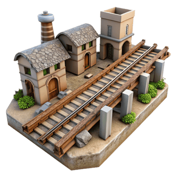 serene modern Parallel Railways Industrial Scene Isolated Cutout original png
