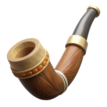 magnificent dynamic renaissance Hyper-specific, professional render of a tribal elder's carved wooden pipe with a bone stem with Transparent Background sharp png