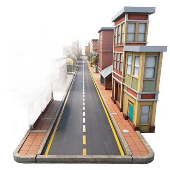 magnificent abstract Parallel Streets Urban Cityscape Isolated on Transparent Background genuine png