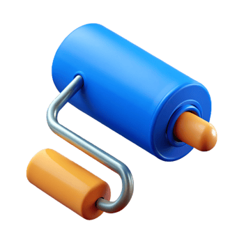 pristine memorable Paint roller with blue paint with Transparent Background png