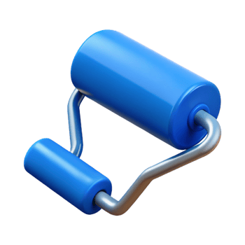 dramatic dreamy minimalist Paint roller with blue paint with Transparent Background genuine png