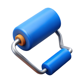 standout elegant Paint roller with blue paint with Transparent Background masterfully captured png