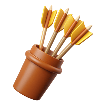 quintessential surreal A quiver full of arrows, fletching detailed with Transparent Background original png