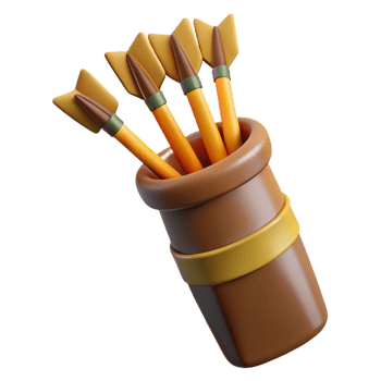 captivating signature A quiver full of arrows, fletching detailed with Transparent Background png