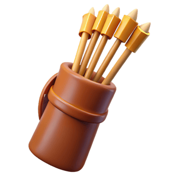 hypnotic surreal A quiver full of arrows, fletching detailed with Transparent Background top-tier png