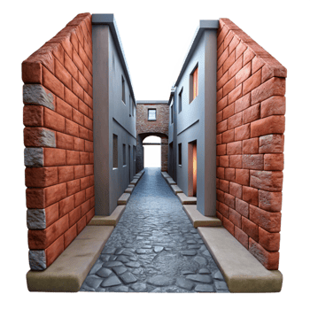 dramatic vintage Phantom Alleyway Cutout with Low Angle Perspective authentic png
