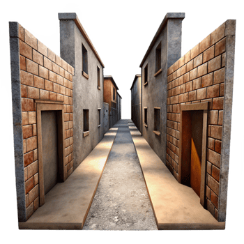 magnificent classic Phantom Alleyway Cutout with Low Angle Perspective high quality png