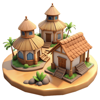 stunning rustic Picturesque Vespera Village Isolated Soft Glow professional png