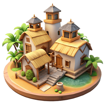 magnificent artistic Picturesque Vespera Village Isolated Soft Glow premium png