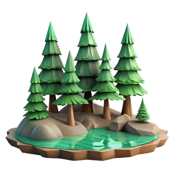 wonderful classic Pine Trees by the Lake Isolated Cutout professional png