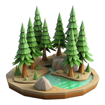 stunning creative Pine Trees by the Lake Isolated Cutout detailed png