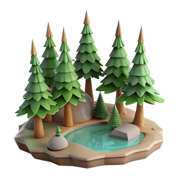 beautiful contemporary Pine Trees by the Lake Isolated Cutout genuine png