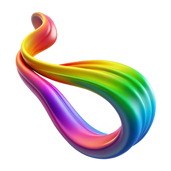 joyful fascinating A flowing ribbon of smoke in vibrant rainbow hues with Transparent Background original png