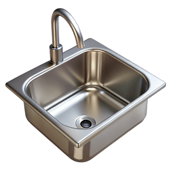 melancholic magnificent Kitchen sink stainless steel with Transparent Background crisp png